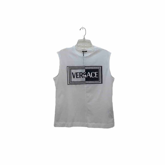 VERSACE Runway NWT Clubbing It Boy Black/White Embroidered Tank Top Sz  Small 46 - Picture 13 of 14